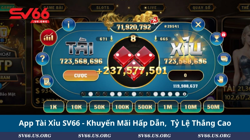 App Tài Xỉu SV66 - Khuyến Mãi Hấp Dẫn, Tỷ Lệ Thắng Cao